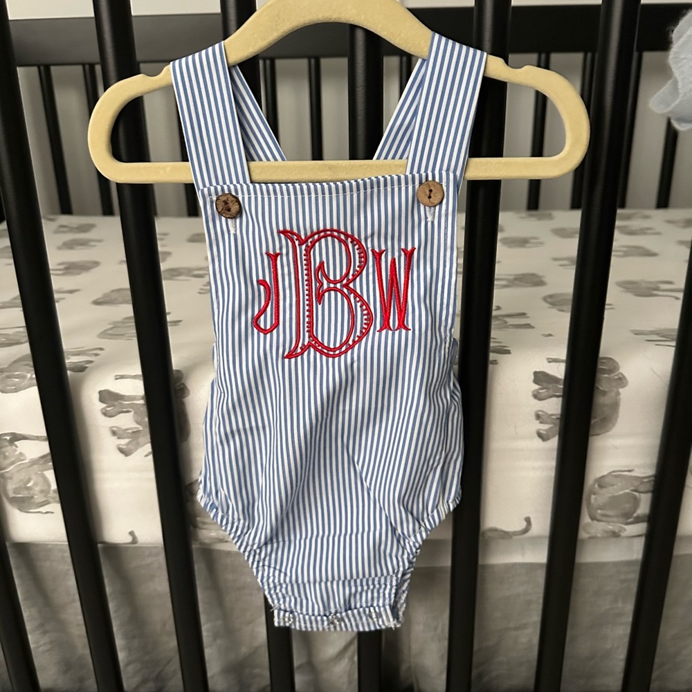 Baby boy seersucker bubble 0-3